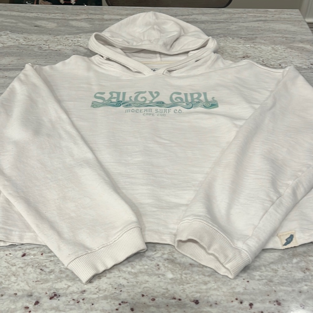 SALTY GIRL CROPPED WEATHERED TERRY HOODIE